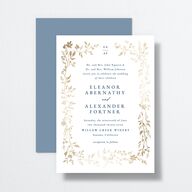 Timeless Floral Foil Wedding Invitations Gold Dusty Blue Signature No