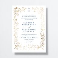 Timeless Floral Foil Wedding Invitations Gold Dusty Blue Signature No