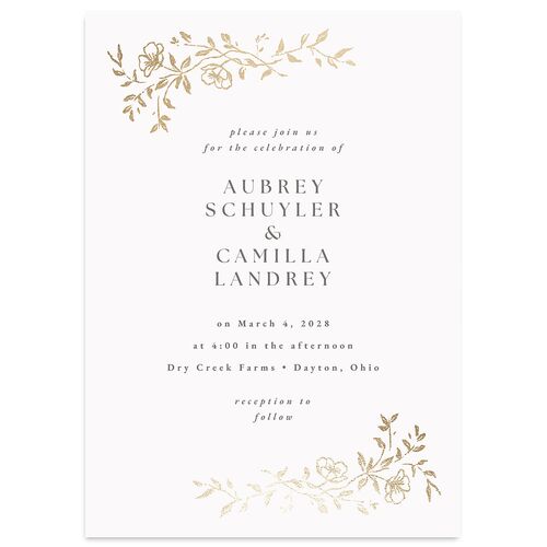 Gilded Branches Foil Wedding Invitations Gold Off-White Signature Blank No Standard