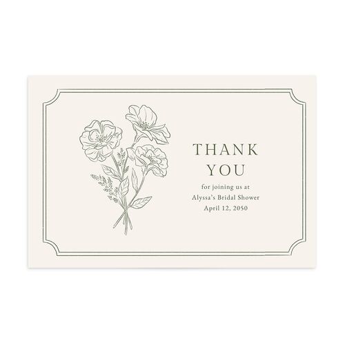 Fresh off the Market Garden Vintage Botanical Sketch Bridal Shower Thank You Postcards Dark Camo