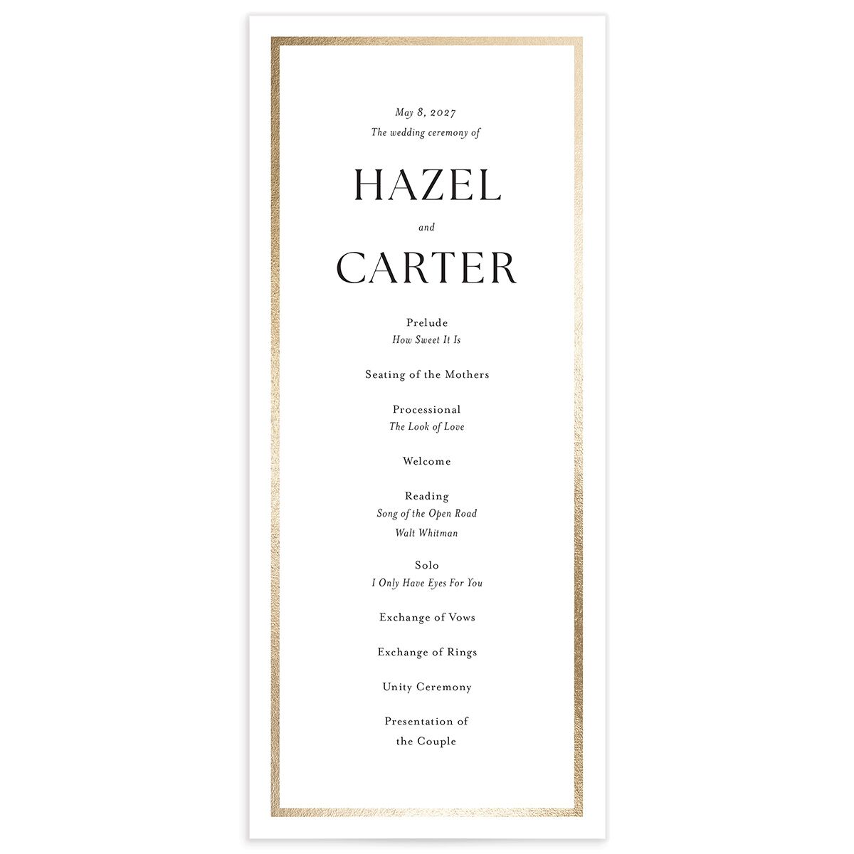 Simple Frame Wedding Programs