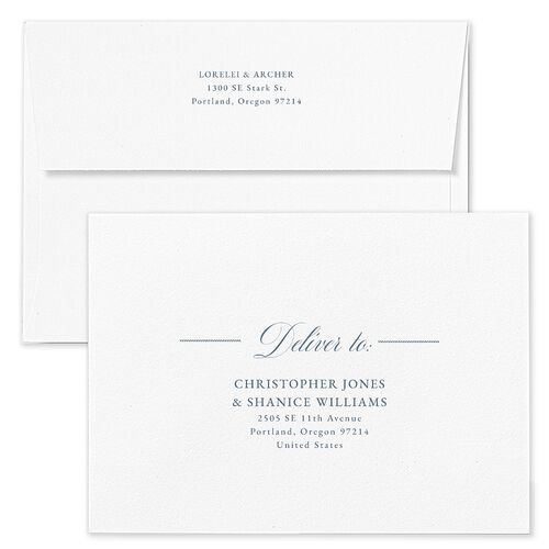 Coastal Oysters and Anchors Bridal Shower Invitation Envelopes White Dusty Blue Both Recipient and Return Addresses Signature Standard