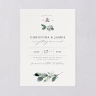 Greenery Accent Save the Date Cards Ivory Signature smooth Blank No Standard