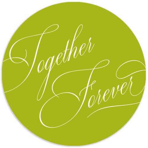 Modern Wedding Of Calligraphy Wedding Stickers Chartreuse Circle