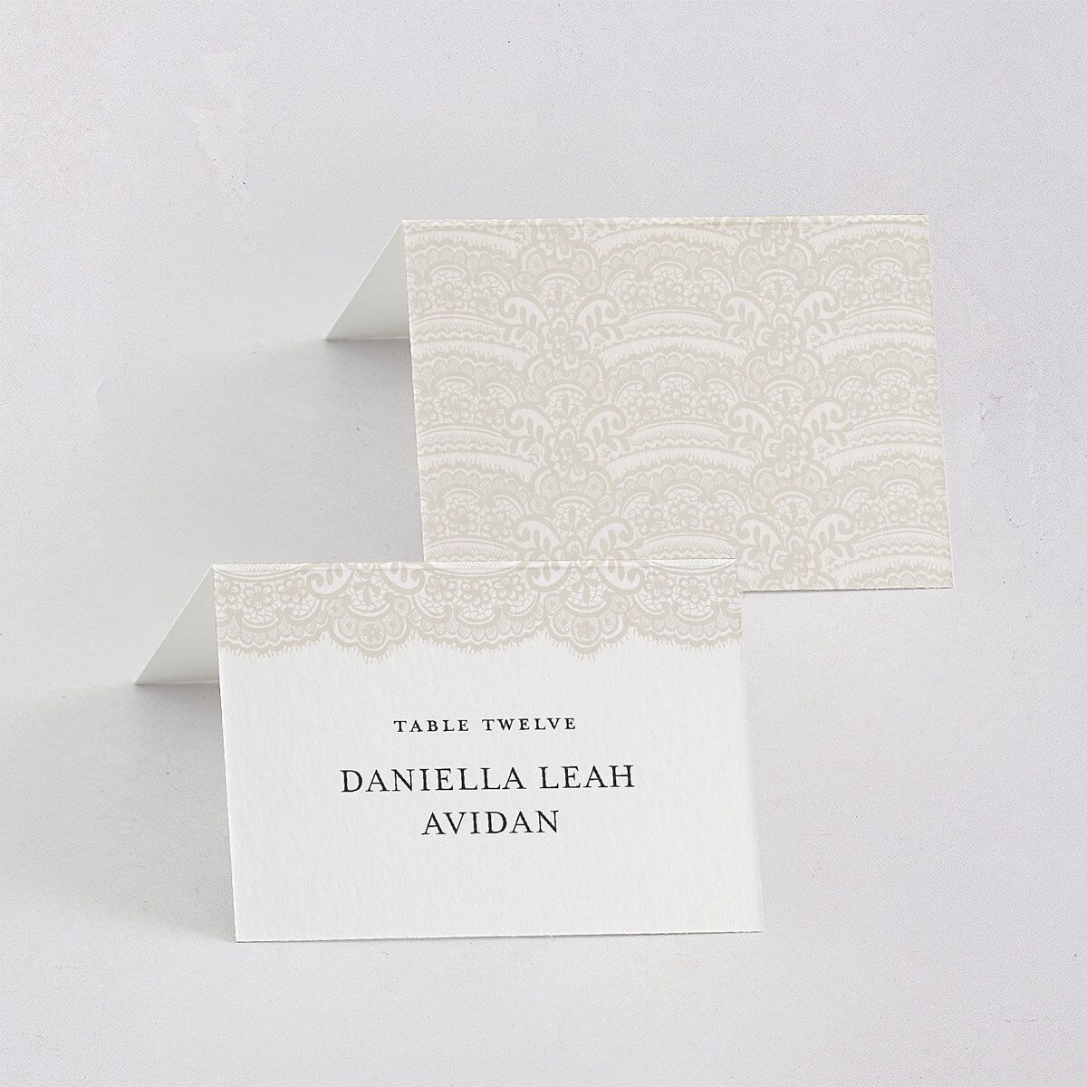 Elegant Lace Place Cards Pure White Signature
