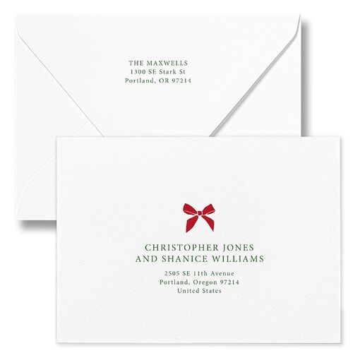 Simple Frame Photo Accent Holiday Card Euro Envelopes White Hunter Green Both Recipient and Return Addresses Luxe Signature