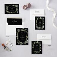 Elegant Eucalyptus Botanical Save the Date Petite Cards Midnight Signature smooth Blank No Standard