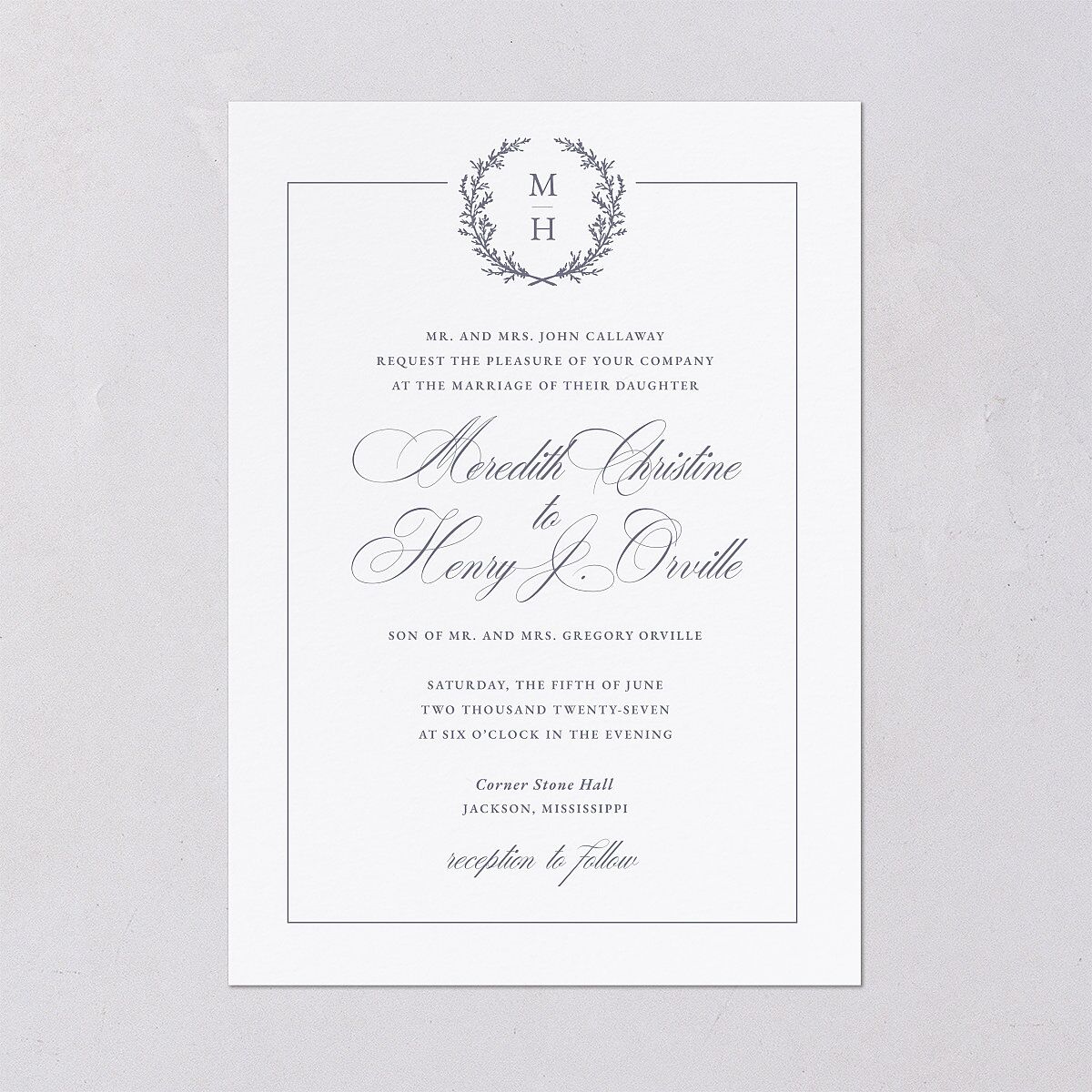 Monogram Branches Wedding Invitations — view 2