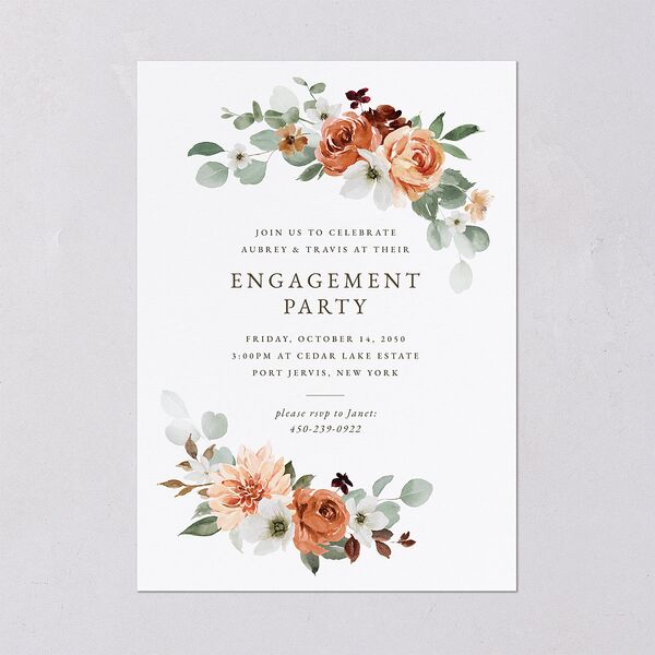 Eucalyptus Bouquet Engagement Party Invitations Terracotta Signature Blank Standard