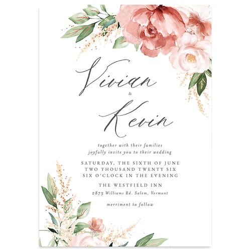 Beloved Floral Foil Wedding Invitations Rose Gold Dusty Rose Signature Blank No Standard