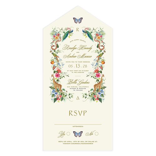 Wild About You All-in-One Wedding Invitations Ivory Signature Light Both Recipient and Return Addresses No