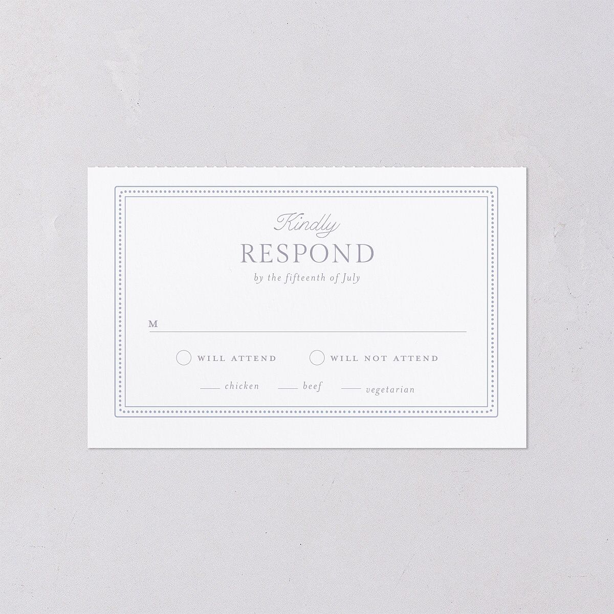Floral Lace All-in-One Wedding Invitations Dusty Blue Signature Light Both Recipient and Return Addresses No