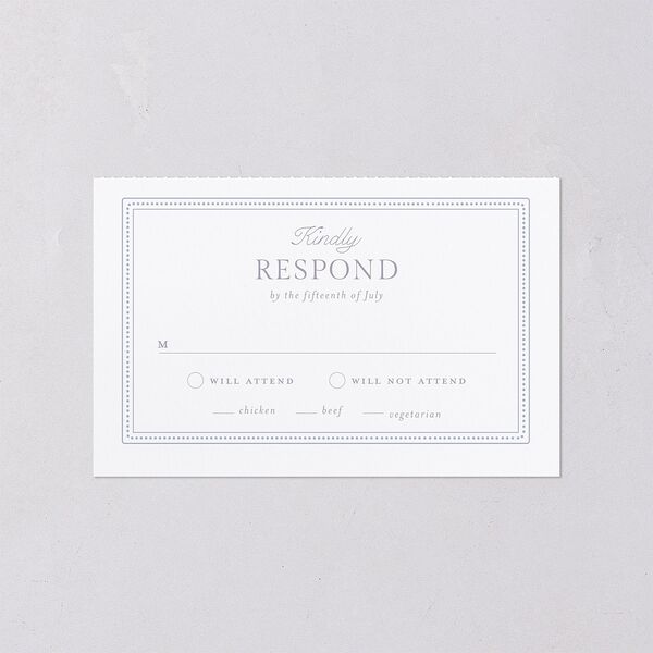 Floral Lace All-in-One Wedding Invitations Dusty Blue Signature Light Both Recipient and Return Addresses No