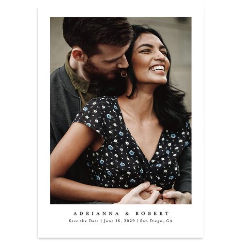 Simple Photo Save the Date Cards Pure White Signature smooth Blank No Standard