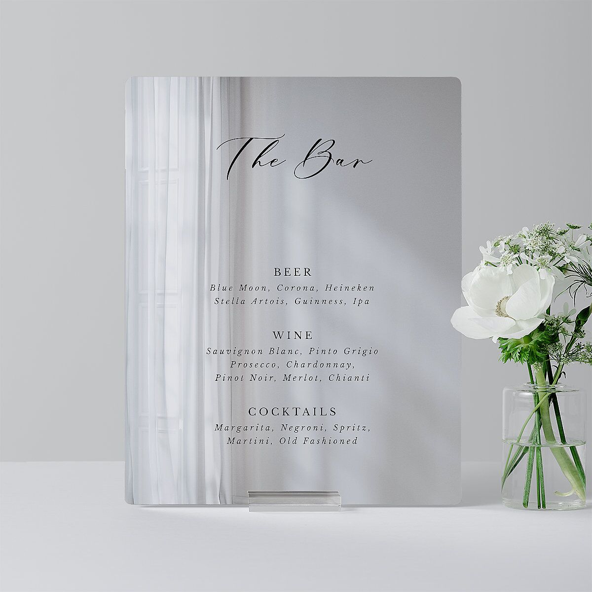 Eucalyptus Frame Mirrored Acrylic Favor Tabletop Sign Small Pure White Standard Mirrored Acrylic S Tabletop Favor