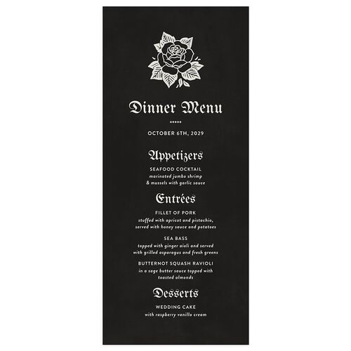 Moody Gothic Rose Menus Midnight Signature