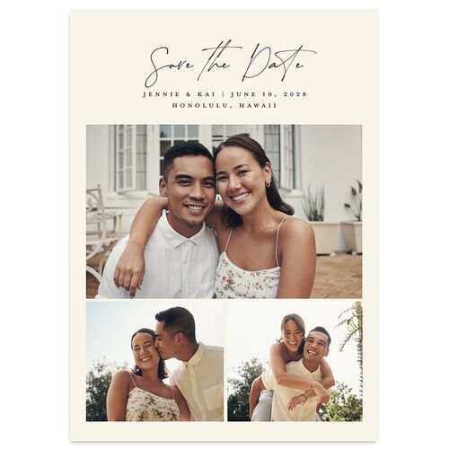 Simple Pampas Save the Date Cards Sepia Signature smooth Blank No Standard