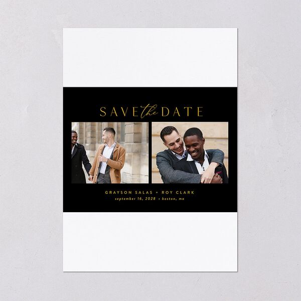 Elegant Grid Save the Date Cards Licorice Signature smooth Blank No