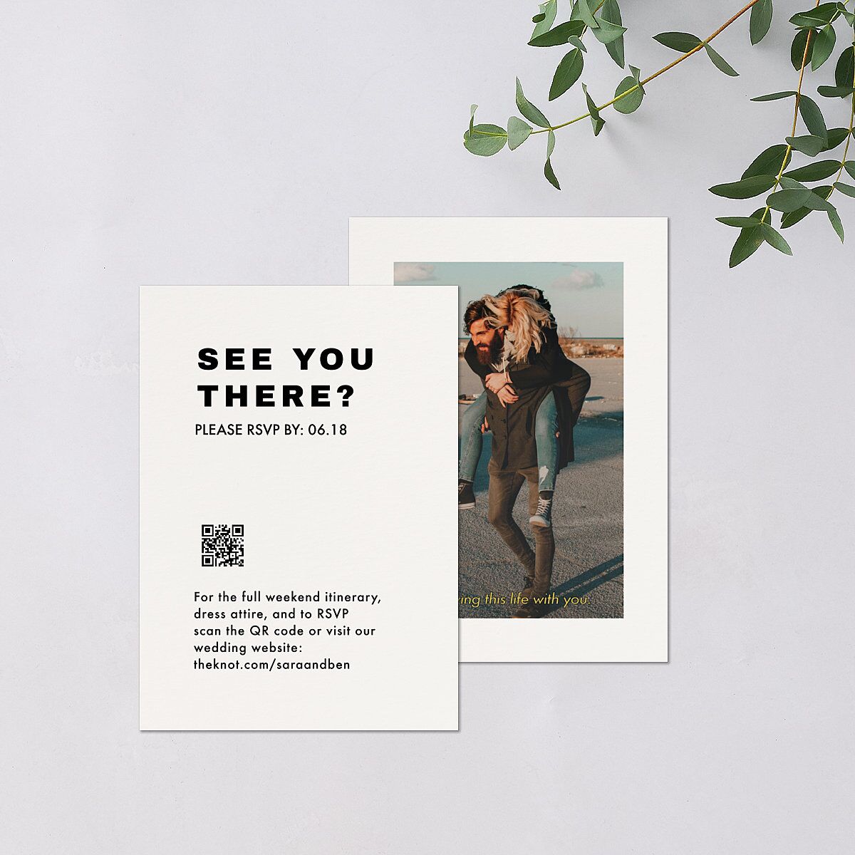 Cinematic Love Story QR Code RSVP Cards Pure White Signature Standard