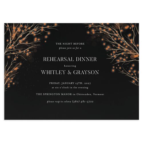 Snowflake Branches Rehearsal Dinner Invitations Midnight Signature Blank Standard