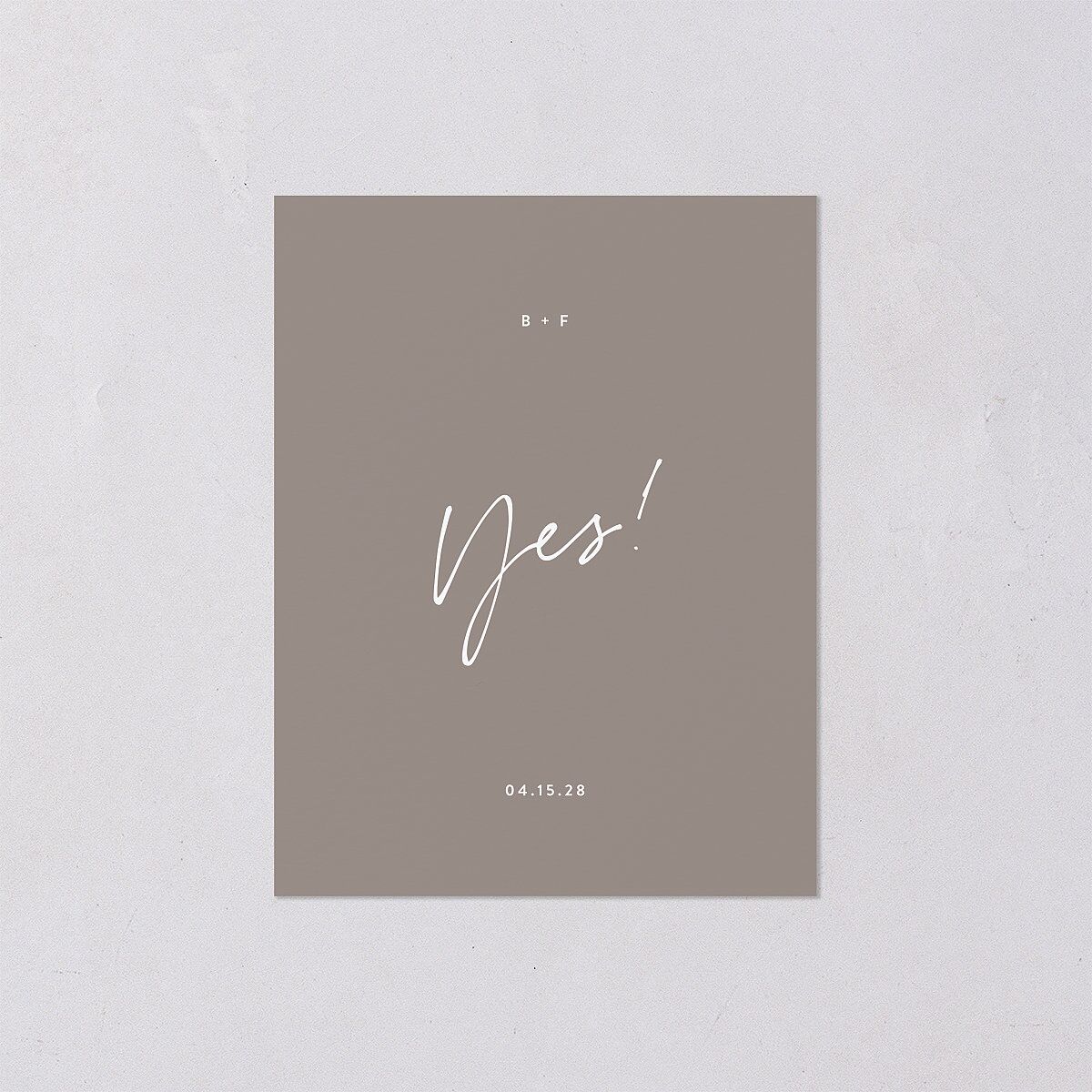 Modern Script Names Save the Date Petite Cards Shadow Gray Signature smooth Blank No Standard