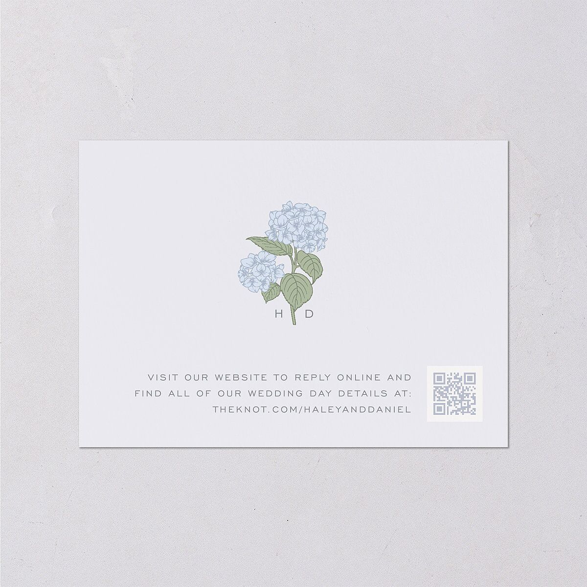 Vintage Hydrangea Frame Wedding Response Cards Dusty Blue Signature Standard