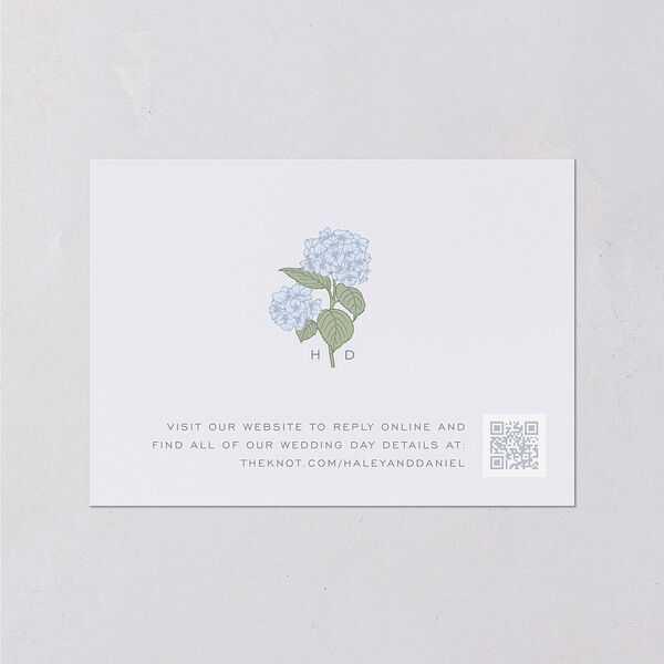Vintage Hydrangea Frame Wedding Response Cards Dusty Blue Signature Standard