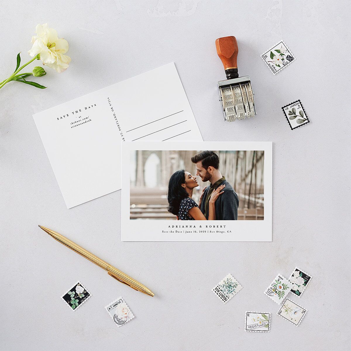 Simple Photo Save the Date Postcards Pure White