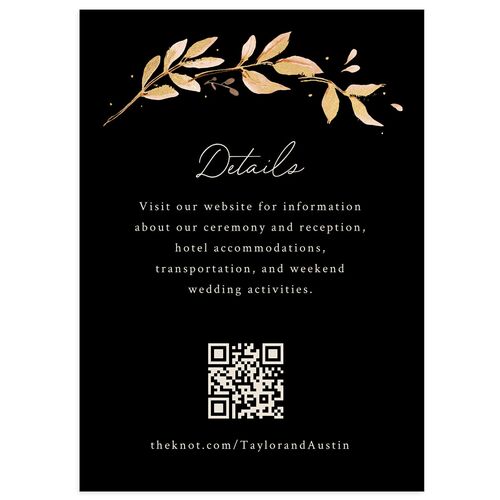 Leafy Garland Foil Wedding Event Detail Cards Gold Midnight Signature Standard