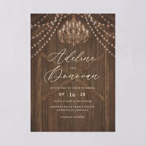 Farmhouse Lights Wedding Invitations Walnut Signature Blank No Standard