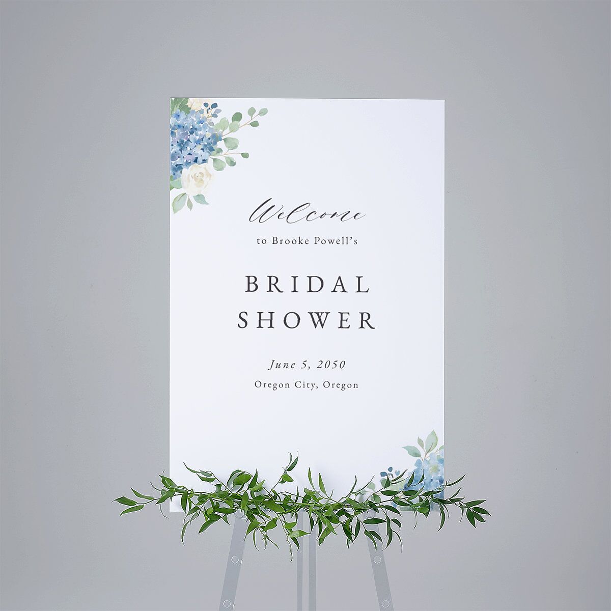 Elegant Hydrangea Bridal Shower Standard Welcome Sign Large Dusty Blue Standard Indoor Foam Core L Welcome