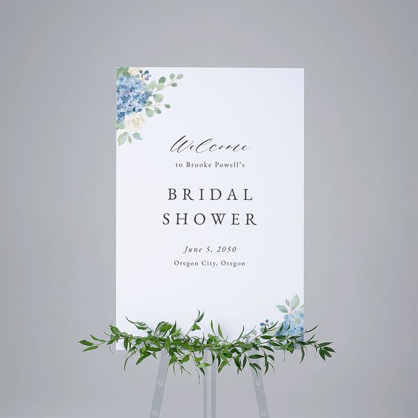 Elegant Hydrangea Bridal Shower Standard Welcome Sign Large Dusty Blue Standard Indoor Foam Core L Welcome