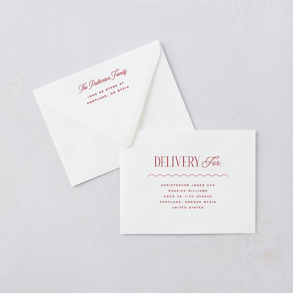 Most Wonderful Greeting Thank You Card Euro Envelopes White Maroon Both Recipient and Return Addresses Luxe Signature