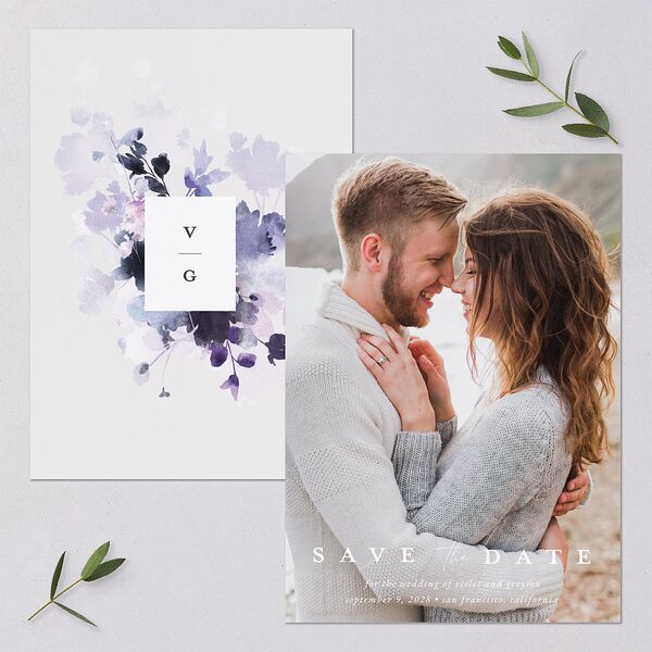 Ethereal Floral Save The Date Cards Sheer Lilac Signature smooth Blank No Standard