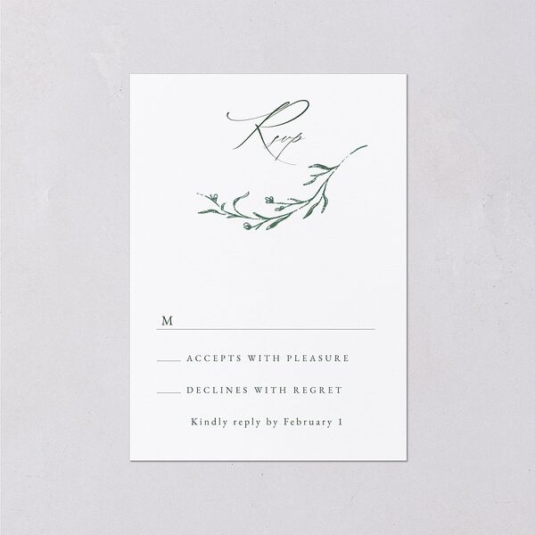 Illustrated Vines Wedding Response Cards Hunter Green Signature Standard