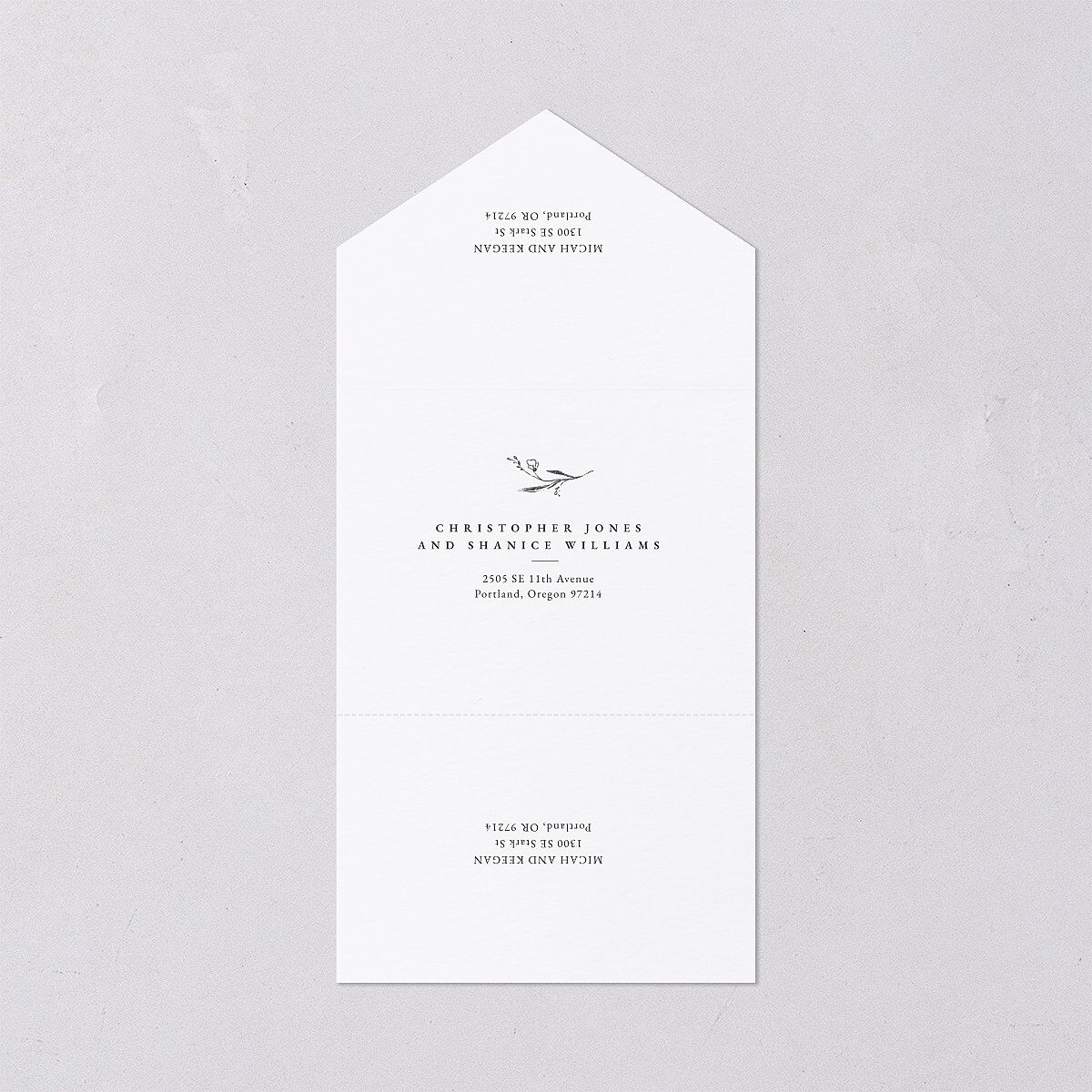Illustrated Vines All-in-One Wedding Invitations Charcoal Signature Light Both Recipient and Return Addresses No