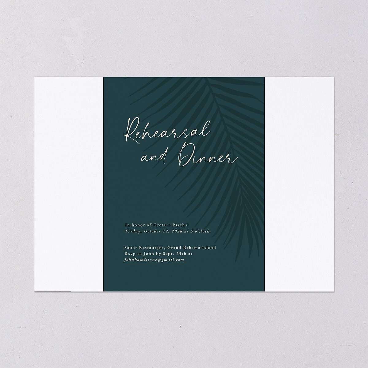 Lavish Palm Rehearsal Dinner Invitations Deep Lake Signature Blank