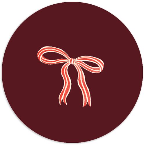 Striped Bow Photo Holiday Stickers Ruby Circle