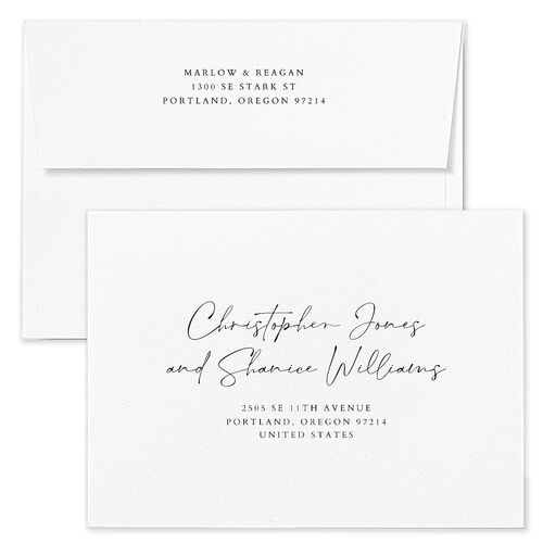 Rustic Reflection Wedding Invitation Envelopes Kraft Plum Both Recipient and Return Addresses Standard Signature