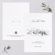 Elegant Mountain Monogram Save the Date Cards Pure White Signature smooth Blank No Standard