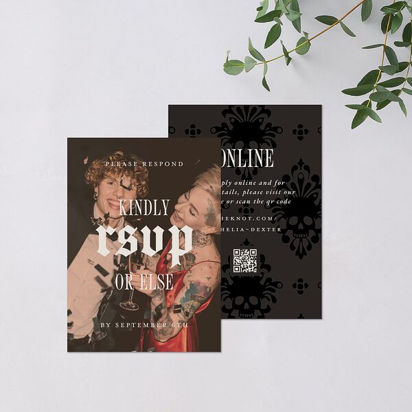 Til Death Gothic Photo QR Code RSVP Cards Sand Signature Standard