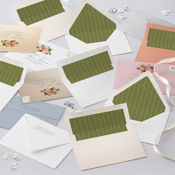 Botanical Citrus Garden Euro Envelope Liners Luxe Rose Gold