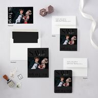 Modern Vow Save the Date Petite Cards Charcoal Signature smooth Blank No Standard