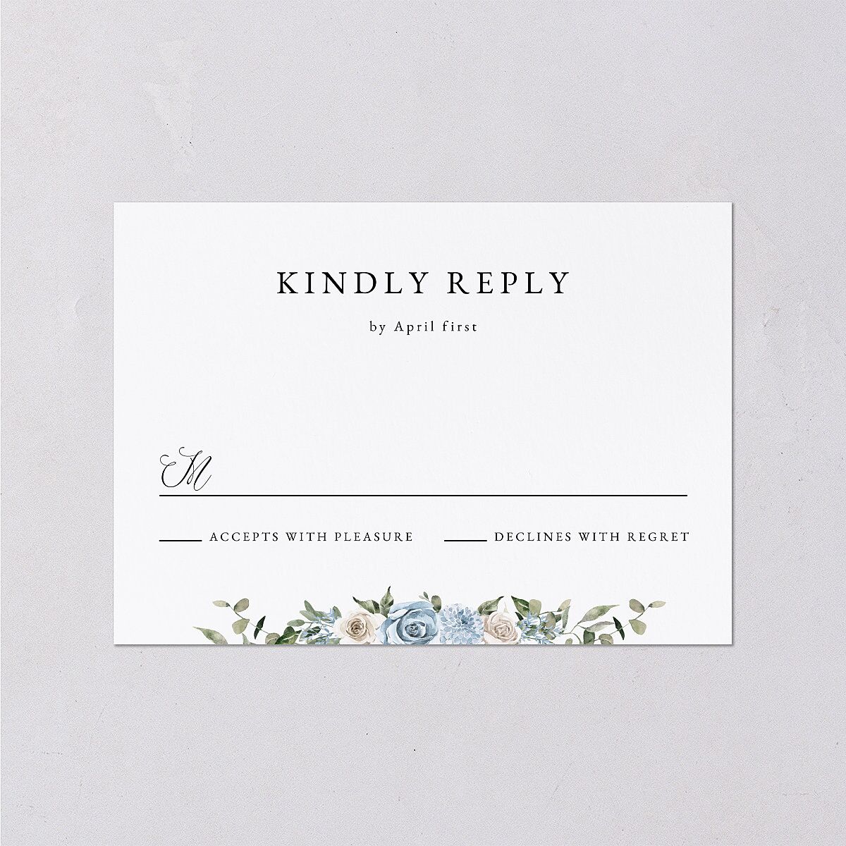 Floral Monogram Wedding Response Cards Dusty Blue Signature Standard