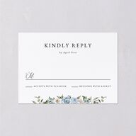 Floral Monogram Wedding Response Cards Dusty Blue Signature Standard
