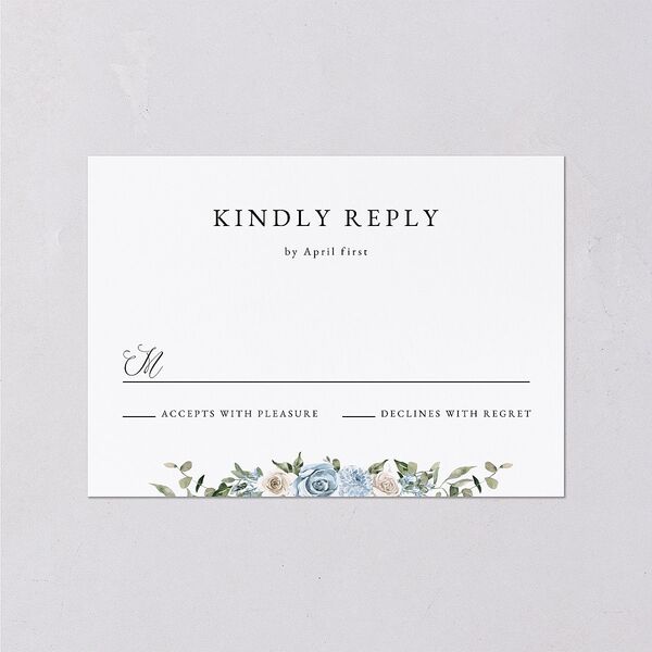 Floral Monogram Wedding Response Cards Dusty Blue Signature Standard