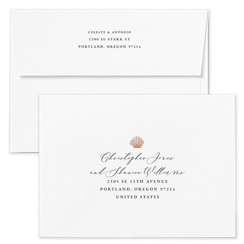Painted Beach Wedding Invitation Envelopes Blue Dusty Blue Return Address Standard Signature
