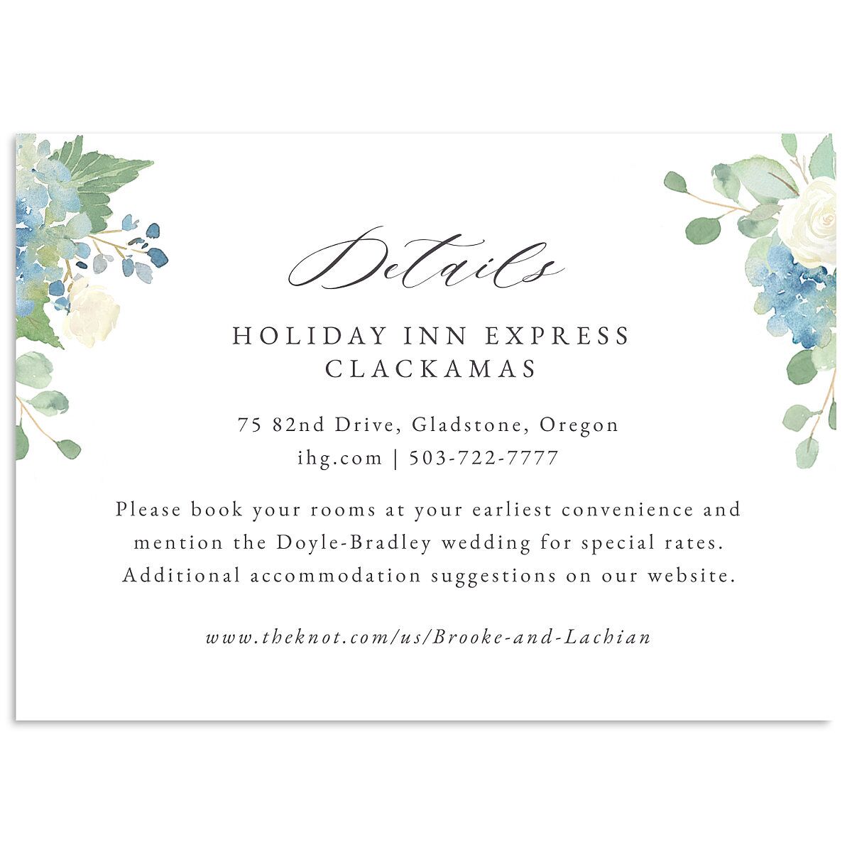 Elegant Hydrangea Wedding Enclosure Cards