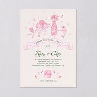 Whimsical Retro Cartoon Wedding Invitations Candy Pink Signature Blank No Standard