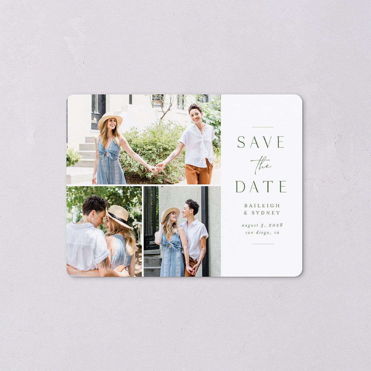 Side Panel Save The Date Magnets Deep Olive Magnet Paper